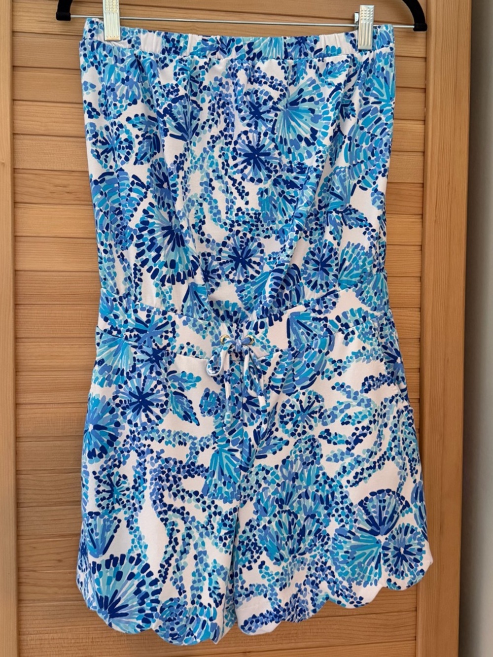 Lilly Pulitzer Blue & White Floral Strapless Romper